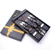 Men's Elastic Y Blue Colorful Strap Dual Clip on High Quality Premium Suspenders - Amedeo Exclusive